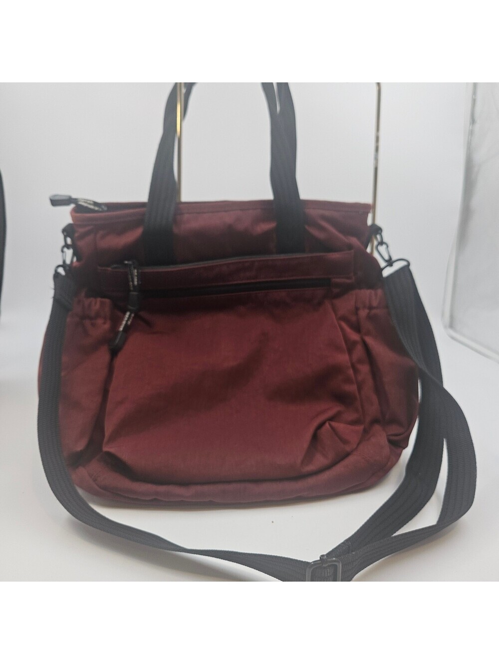 Derek Alexander Burgundy Nylon Multi Pocket Tote Shoulder Crossbody Adjustable